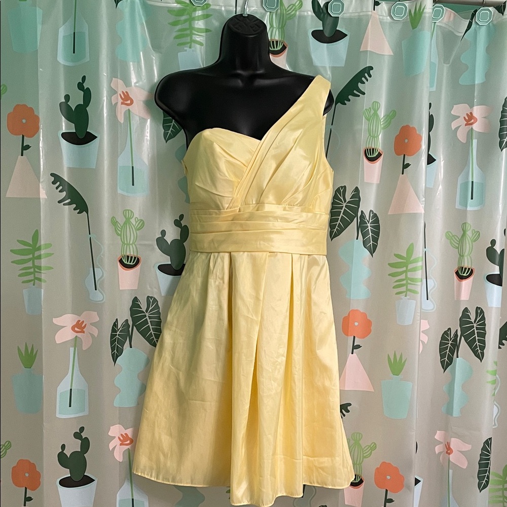 David’s Bridal One-Shoulder Yellow Party Dress